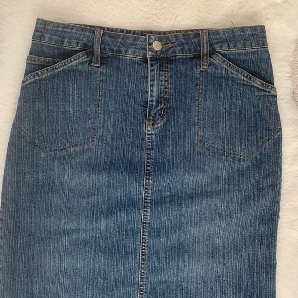Vintage Y2 Blu Authentic Denim Jean Midi Pencil Skirt Size 9 - Picture 2 of 4